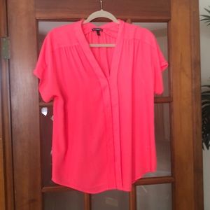 Express highlighter pink short sleeve blouse